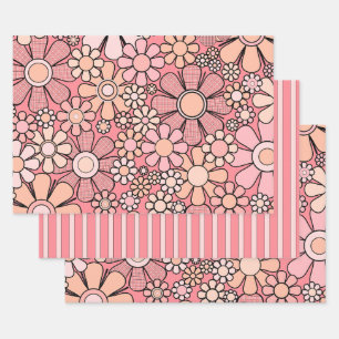 Feuille De Papier Cadeau Joli rose Fleurs Rétro Vintage motif floral