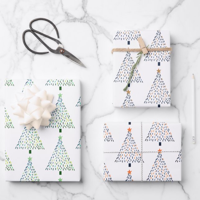 Feuille De Papier Cadeau Joli sapin de Noël (Recto)
