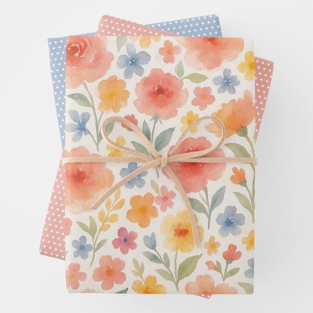 Feuille De Papier Cadeau Joli Shabby Chic Floral Motif (En situation)