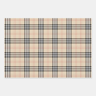 Feuille De Papier Cadeau Joli Tartan Plaid Beige