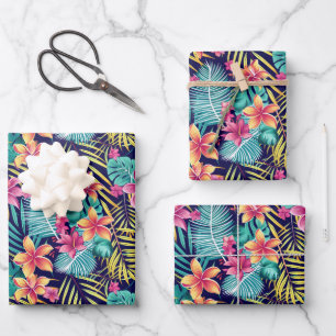 Feuille De Papier Cadeau Joli Tropical jungle carrelé fleuri