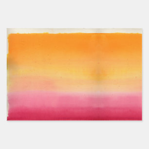 Feuille De Papier Cadeau Jolie aquarelle rose orange