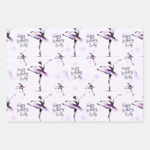 Feuille De Papier Cadeau Jolie Ballerina N'importe quel nom Anniversaire Pa