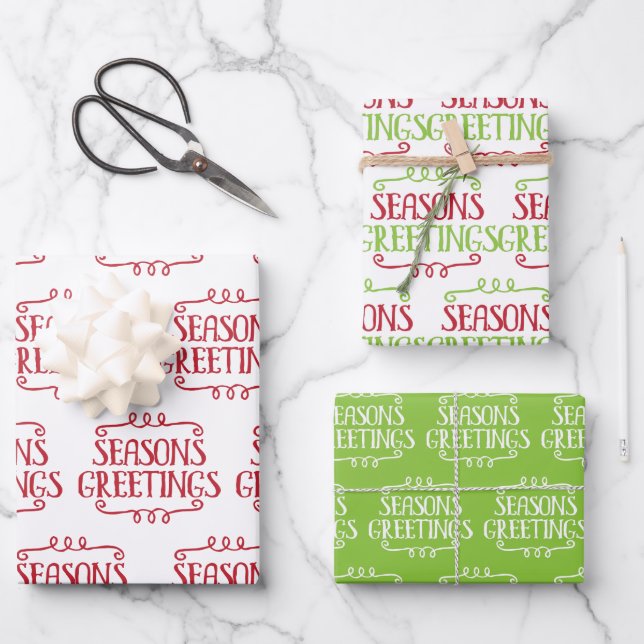 Feuille De Papier Cadeau Jolie Bonnes Fêtes Tourbillonnant (Recto)