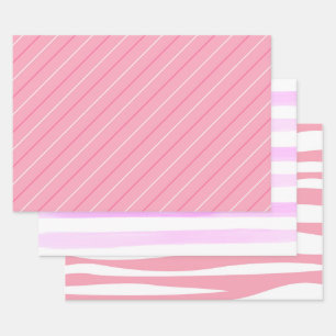 Feuille De Papier Cadeau Jolie collection de rayures roses fille Découpage 