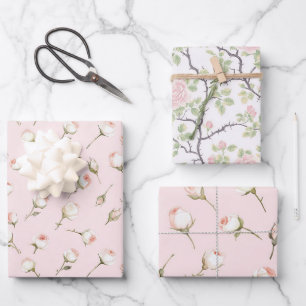 Feuille De Papier Cadeau Jolie douche de mariée florale Roses roses blanche