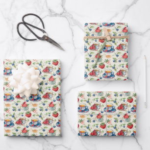 Feuille De Papier Cadeau Jolie fête du thé carrelée