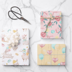 Feuille De Papier Cadeau Jolie fille Llama cadeau amusant