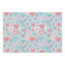 Jolie Fleur de Coeur Floral Bleu Poussiéreux Rose