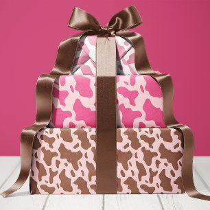 Feuille De Papier Cadeau Jolie Impression de Vache Rose Country