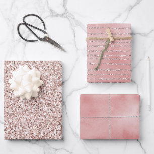 Feuille De Papier Cadeau Jolie Parties scintillant rose