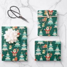 Jolie Père Noël vert Noël coloré scène
