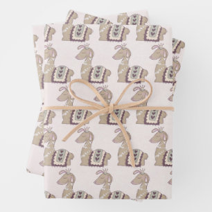 Feuille De Papier Cadeau Jolie princesse lama portant une couronne