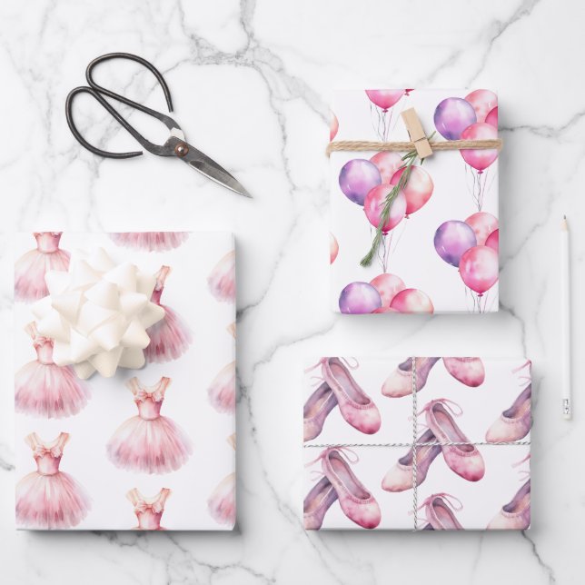 Feuille De Papier Cadeau Jolie robe de ballet rose (Recto)