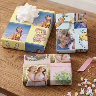 Feuille De Papier Cadeau Jolies images de Pâques et photos carrées Ensemble