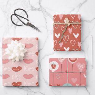 Feuille De Papier Cadeau Jolies lèvres mignonnes d'amour