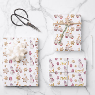 Feuille De Papier Cadeau Jolis biscuits bonhomme de neige aquarelle Art