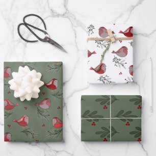 Feuille De Papier Cadeau Jolis Oiseaux -