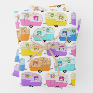 Feuille De Papier Cadeau Jolis Xmas Remorques VR Chandeleur Fête de Noël