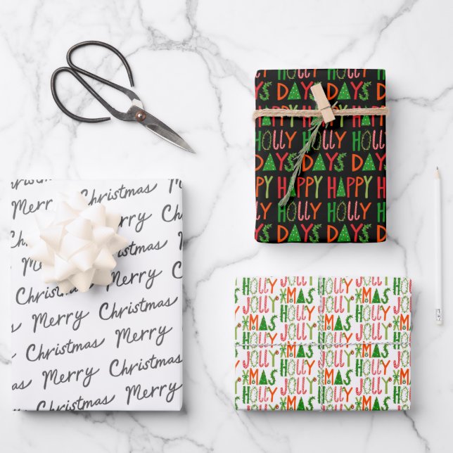 Feuille De Papier Cadeau Jolly Jolly Jolly Jolly Jolly Joyeux Noël (Recto)