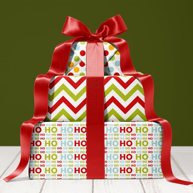 Feuille De Papier Cadeau Jolly Noël Rouge Et Vert Vacances (Créateur téléchargé)