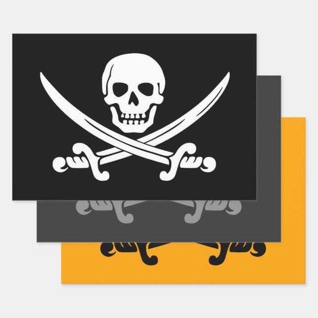 Feuille De Papier Cadeau Jolly roger Pirate (Lot)