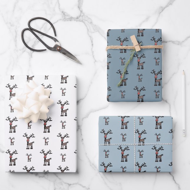 Feuille De Papier Cadeau Jory Stressmas avec Rudolph (Recto)