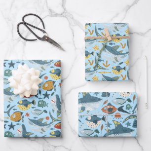 Feuille De Papier Cadeau Jote Sharks Décorations d'anniversaire de la fête 