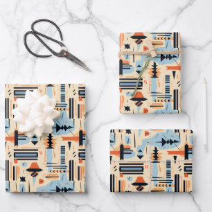 Feuille De Papier Cadeau Jote soirée carrelée sud-ouest Boho