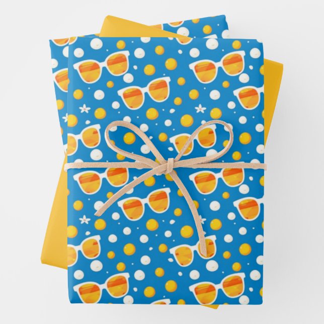 Feuille De Papier Cadeau Jouer Motif lunettes de soleil d'été (En situation)