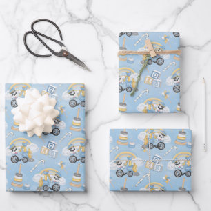 Feuille De Papier Cadeau Jouets bleu bébé chien mignon pour garçons