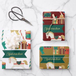 Feuille De Papier Cadeau Jouets Père Noël traditionnels de craquelins