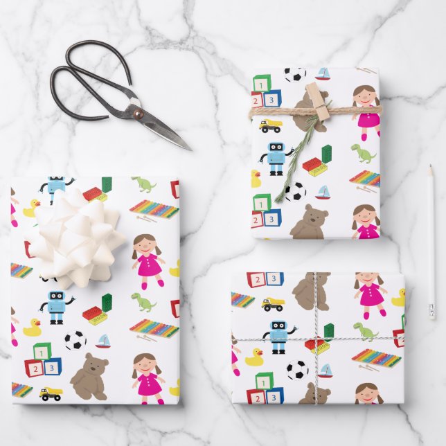 Feuille De Papier Cadeau Jouets pour enfants Motif (Recto)