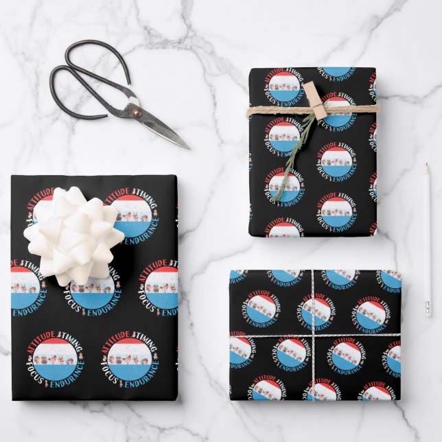 Feuille De Papier Cadeau Joueur de baseball - Rouge Blanc Bleu (Recto)