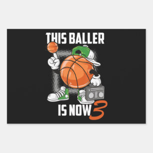 Feuille De Papier Cadeau Joueur de basket-ball du 3e anniversaire Funny 3 a