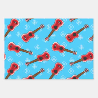 Feuille De Papier Cadeau Joueur de Noël Ukulele Uke Motif