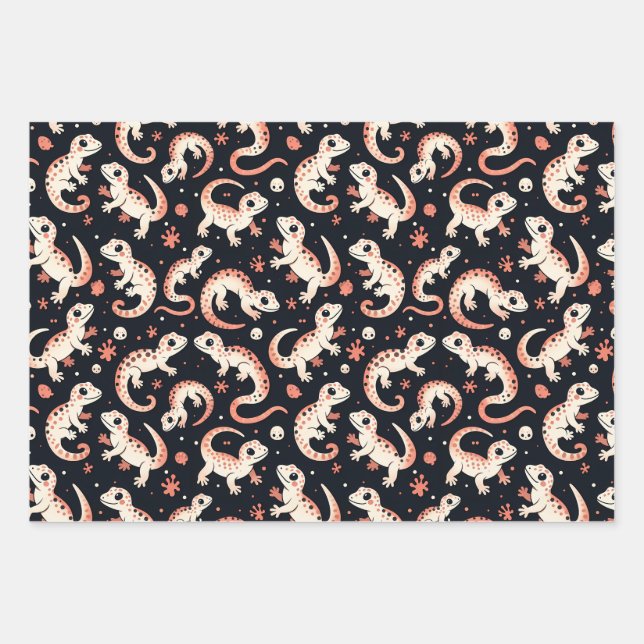 Feuille De Papier Cadeau Joueur Motif Gecko (Devant)