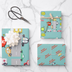 Feuille De Papier Cadeau Jour anniversaire de l'enfant véhicule bip de miel