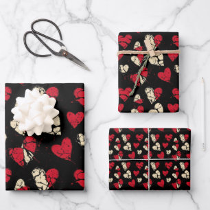 Feuille De Papier Cadeau Jour anti-Valentines Coeurs brisés Motif 1