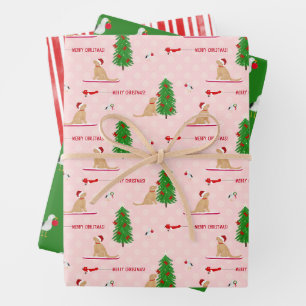 Feuille De Papier Cadeau Jour de Noël doré Plage Jour Pink Enveloppement ca