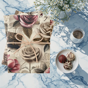 Feuille De Papier Cadeau Journal decoupage romantique vintage victorien
