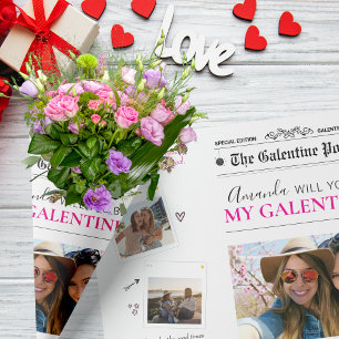 Feuille De Papier Cadeau Journal Galentines Day Flower Bouquet Photo Lips