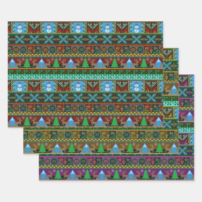 Feuille De Papier Cadeau Jours fériés de Noël Reindee Motif de Sweater (Lot)