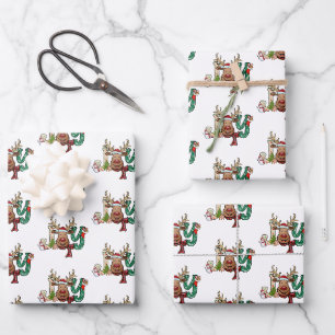 Feuille De Papier Cadeau Joy Reindeer Fun Christmas Holiday