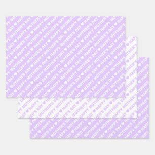 Feuille De Papier Cadeau Joyeuse Fête des Mères Lilac et Blanc