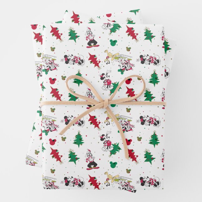 Feuille De Papier Cadeau Joyeuses fêtes | Christmas Mickey Souris & Amis (En situation)