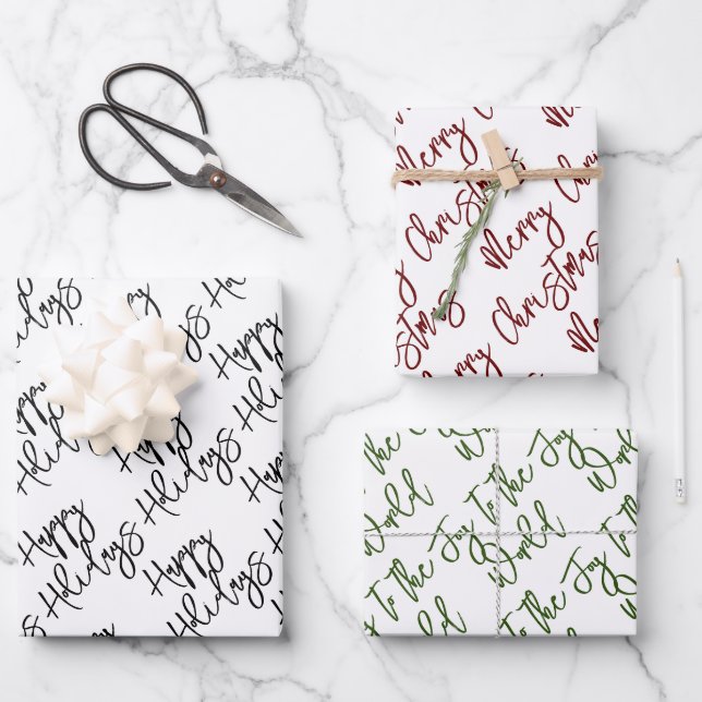 Feuille De Papier Cadeau Joyeuses fêtes Joyeux Noël Joie au monde (Recto)