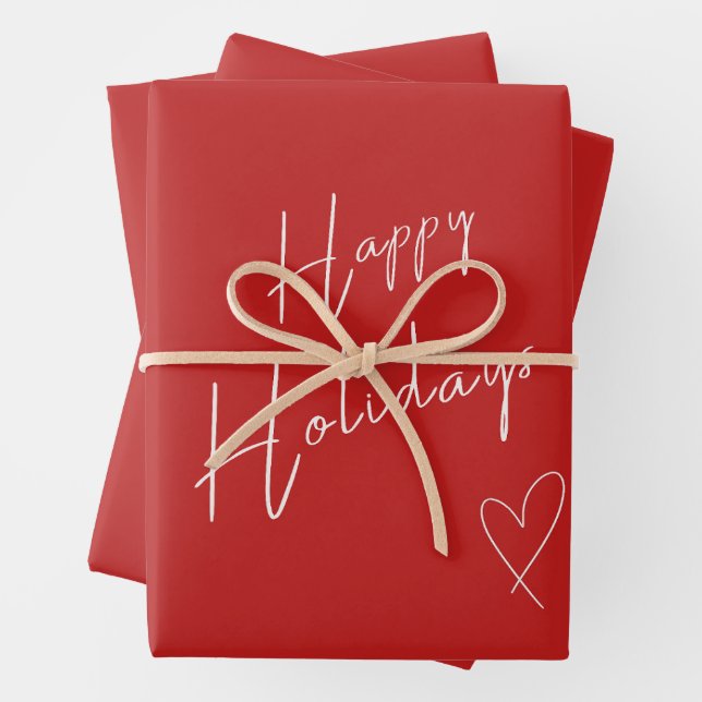 Feuille De Papier Cadeau Joyeuses fêtes Noël Rouge (En situation)