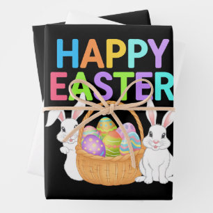 Feuille De Papier Cadeau Joyeuses Pâques 2025  Œufs Lapin Mignon