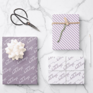 Feuille De Papier Cadeau Joyeuses Vacances Salutation Souhait Sur Noir Viol